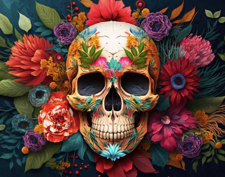 skull paint by numbers for adults